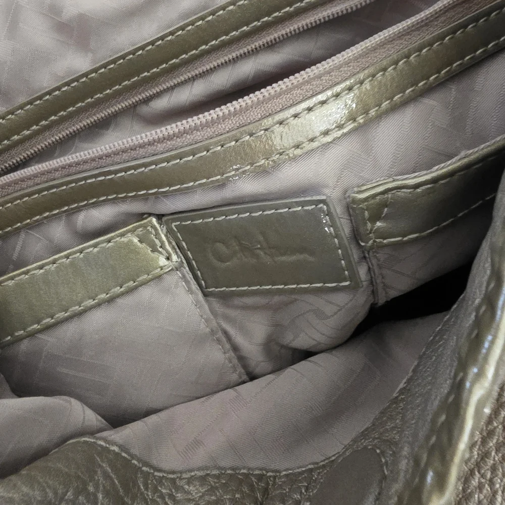 Cole Haan Metallic Taupe Leather Hobo Shoulder Bag